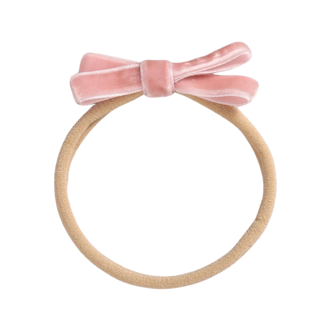 Velvet Mini Bow - Pink