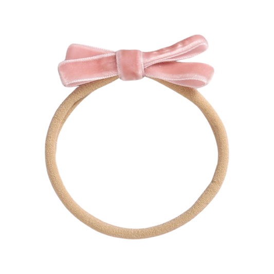 Velvet Mini Bow - Pink